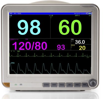 جهاز مراقبة المريض المحمول متعدد المعلمات مقاس 15 بوصة مع ECG و RESP و NIBP TEMP ， HR